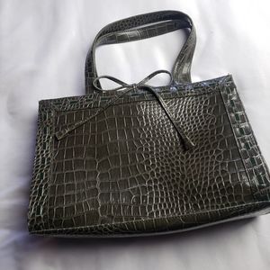 Liz Claiborne Black Croc-Embossed Shoulder Bag